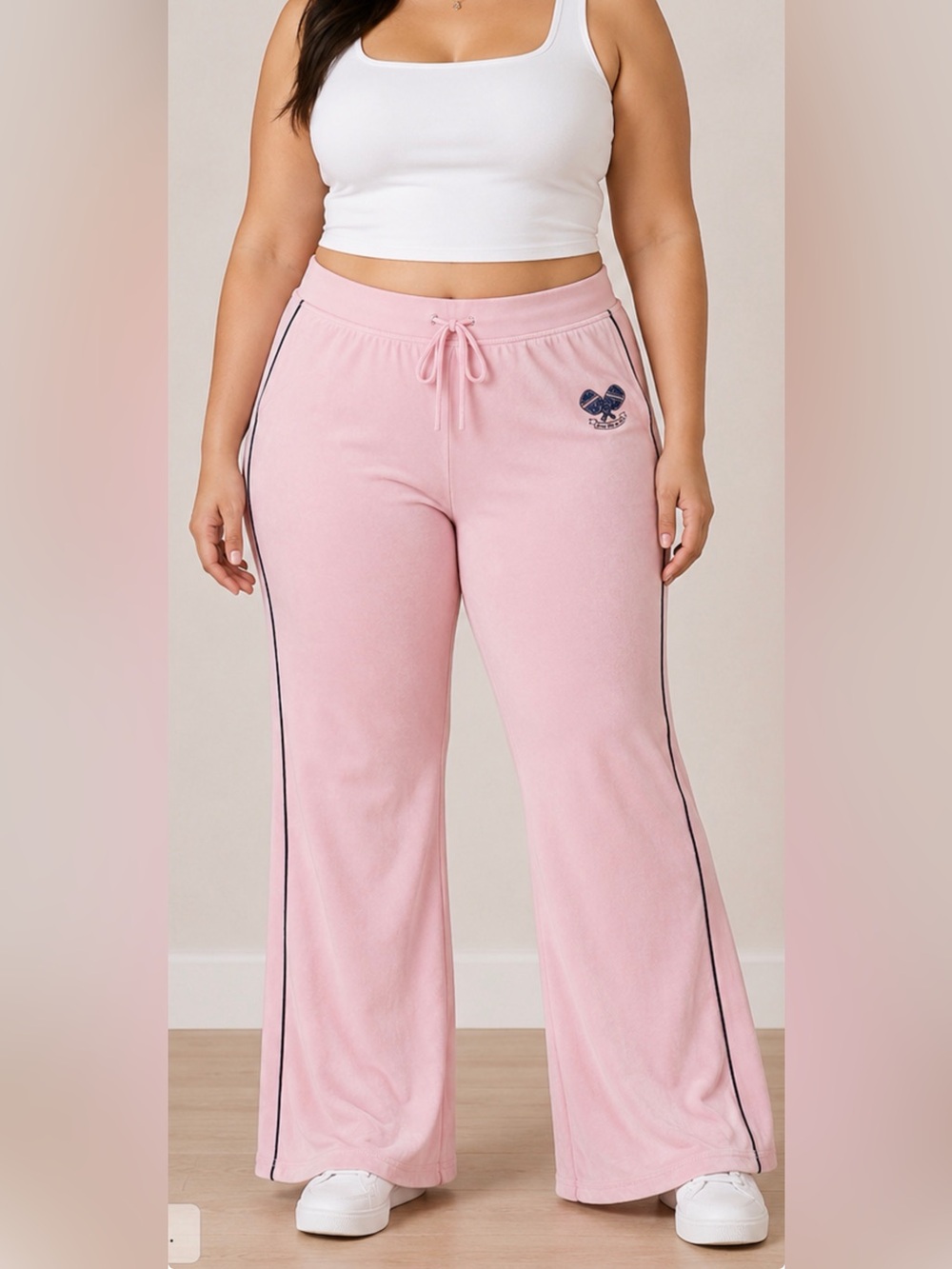Juicy Couture Pink Velour Lounge Pants XXL Flare Drawstring Wide Leg NWT